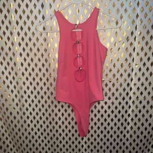 Edikted pink diamond hearts Barbie bodysuit ￼size M